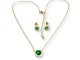 Set cercei+lant placat cu piatra verde CBS 001 Set cercei+lant placat cu piatra verde CBS 001