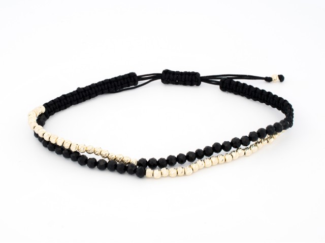 Bratara bile aur 14 k, onix si snur matase CBB 1023