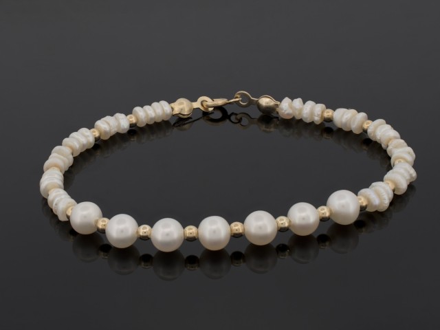 Bratara bile aur 14 k, perle si snur silicon CBB 1038