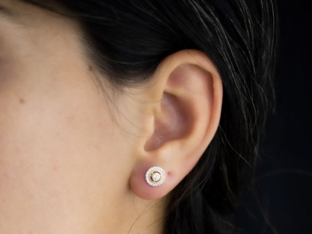 Cercei aur 14 k anturaj rotund CBC 006 Cercei aur 14 k anturaj rotund CBC 006