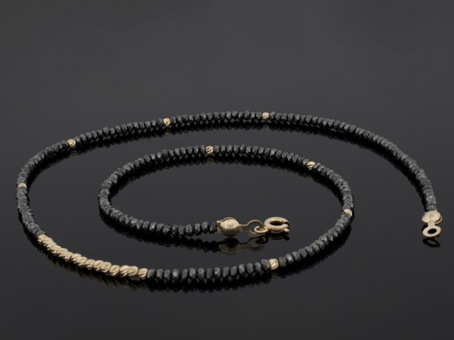 Lant aur 14 K, hematite si snur silicon CBL 104