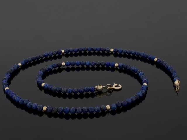 Lant aur 14 K, lapis lazuli si snur silicon CBL 101